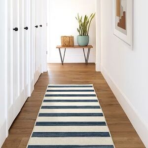 Ruggable Sumi Sailor Stripe Navy Rug Runner 2.5x10’